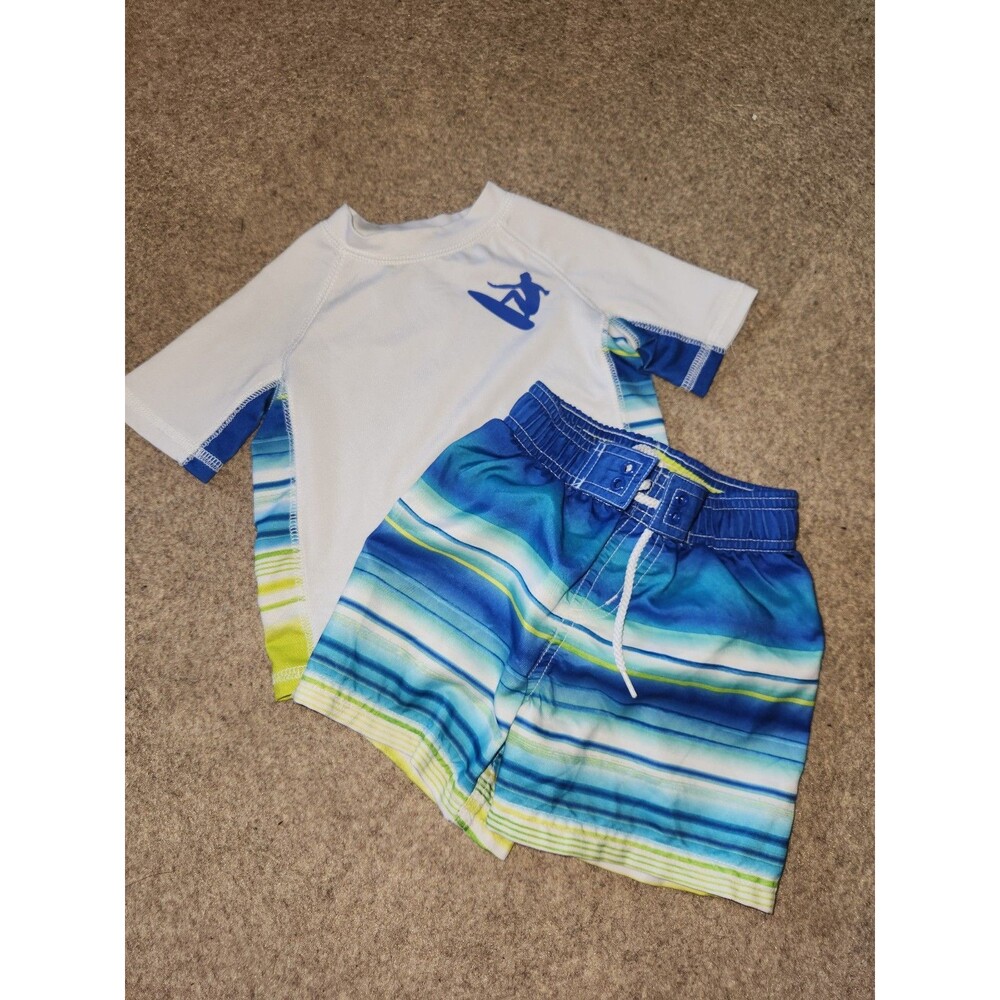 Koala Baby Boy Blue Swim Trunks and Rash Guard Set